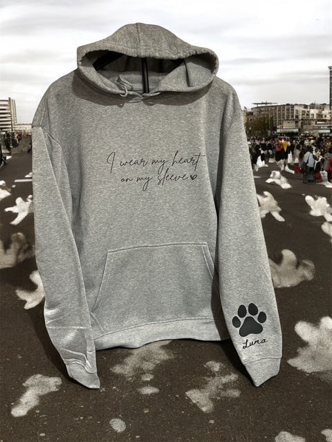 Customized Grey Dog Hoodie with name